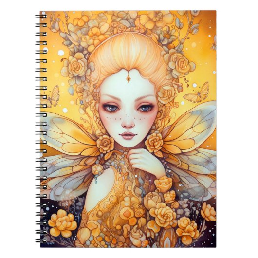 Cute Yellow Fairy Fantasy Art Notitieboek (Voorkant)