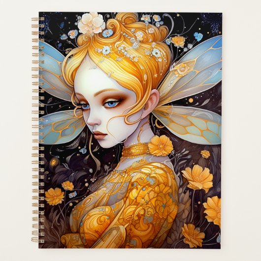 Cute Yellow Fairy Fantasy Art Planner (Voorkant)