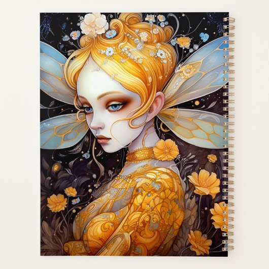 Cute Yellow Fairy Fantasy Art Planner (Achterkant)