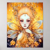 Cute Yellow Fairy Fantasy Art Poster (Voorkant)