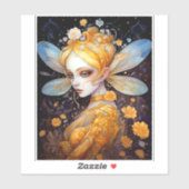 Cute Yellow Fairy Fantasy Art Sticker (Vel)