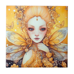 Cute Yellow Fairy Fantasy Art Tegeltje