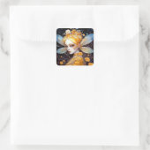 Cute Yellow Fairy Fantasy Art Vierkante Sticker (Tas)