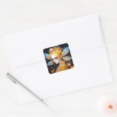 Cute Yellow Fairy Fantasy Art Vierkante Sticker (Envelop)