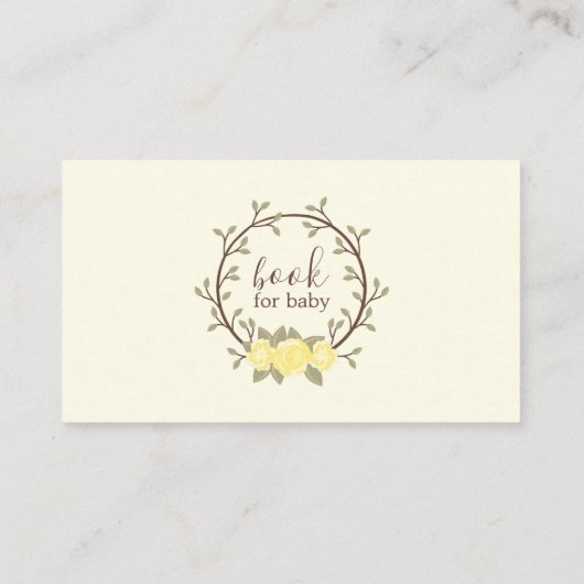 Cute Yellow Floral WreatBook Request Baby shower Informatiekaartje (Achterkant)