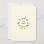 Cute Yellow Floral Wreator Baby shower Kaart (Achterkant)
