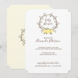 Cute Yellow Floral Wreator Baby shower Kaart