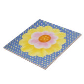 Cute Yellow Flower on Blue Decorative Tile Tegeltje (Zijkant)
