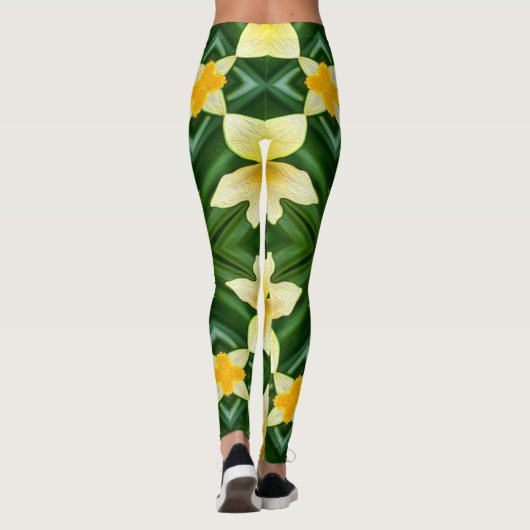 Cute Yellow Flower Pattern Leggings (Achterkant)