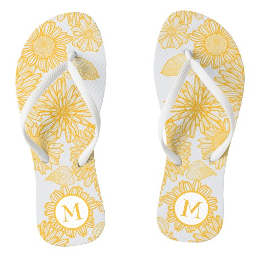Cute Yellow Flowers Teenslippers (Voetbed)