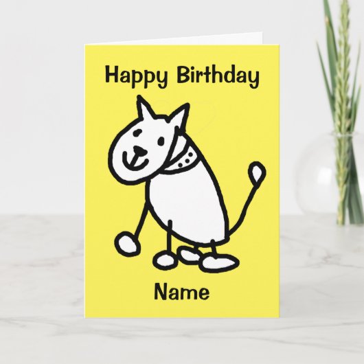 Cute Yellow Funny Cartoon Dog Overzicht Birthday Kaart (Voorkant)