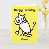 Cute Yellow Funny Cartoon Dog Overzicht Birthday Kaart (Gele Bloem)