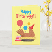 Cute Yellow Funny Chicken and Cake Humor Birthday Kaart (Gele Bloem)