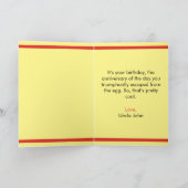 Cute Yellow Funny Chicken Cake and Gifts Birthday Kaart (Binnen)