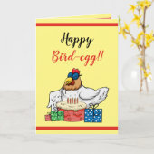 Cute Yellow Funny Chicken Cake and Gifts Birthday Kaart (Gele Bloem)