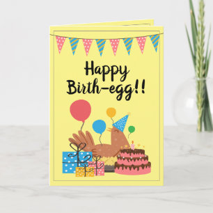 Cute Yellow Funny Chicken & Gifts Humor Birthday Kaart