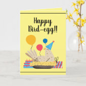 Cute Yellow Funny Chicken Humor Balloons Birthday Kaart (Gele Bloem)
