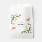 Cute Yellow Garden Foliage Butterflies Baby shower Bedankzakje (Voorkant)