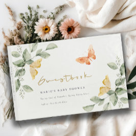 Cute Yellow Garden Foliage Butterflies Baby shower Gastenboek