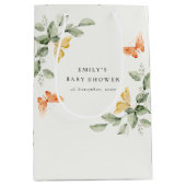 Cute Yellow Garden Foliage Butterflies Baby shower Medium Cadeauzakje (Voorkant)