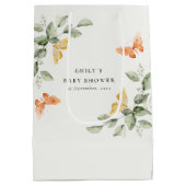 Cute Yellow Garden Foliage Butterflies Baby shower Medium Cadeauzakje (Achterkant)