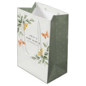 Cute Yellow Garden Foliage Butterflies Baby shower Medium Cadeauzakje (Achterkant Gekanteld)