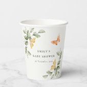Cute Yellow Garden Foliage Butterflies Baby shower Papieren Bekers (Achterkant)