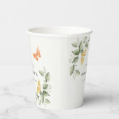 Cute Yellow Garden Foliage Butterflies Baby shower Papieren Bekers (Rechts)