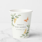 Cute Yellow Garden Foliage Butterflies Baby shower Papieren Bekers (Voorkant)