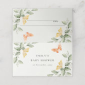Cute Yellow Garden Foliage Butterflies Baby shower Plaatskaartje (Buitenkant ongevouwen)