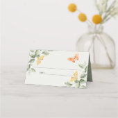 Cute Yellow Garden Foliage Butterflies Baby shower Plaatskaartje (Achterkant)