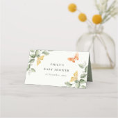 Cute Yellow Garden Foliage Butterflies Baby shower Plaatskaartje (Voorkant)