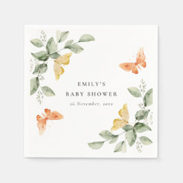 Cute Yellow Garden Foliage Butterflies Baby shower Servet