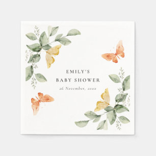 Cute Yellow Garden Foliage Butterflies Baby shower Servet