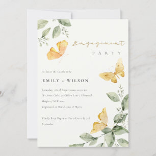Cute Yellow Garden Foliage Butterflies Verloving Kaart