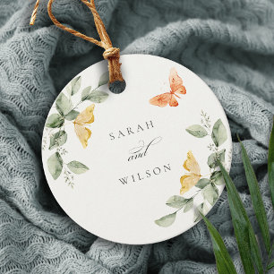 Cute Yellow Garden Foliage Butterflies Wedding Bedankjes Labels