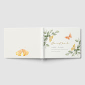 Cute Yellow Garden Foliage Butterflies Wedding Gastenboek (Volledig)
