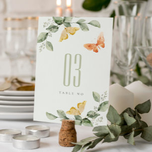 Cute Yellow Garden Foliage Butterflies Wedding Kaart