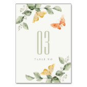 Cute Yellow Garden Foliage Butterflies Wedding Kaart (Achterkant)