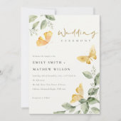 Cute Yellow Garden Foliage Butterflies Wedding Kaart (Voorkant)