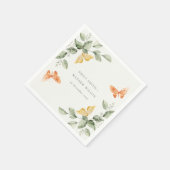 Cute Yellow Garden Foliage Butterflies Wedding Servet (Hoek)