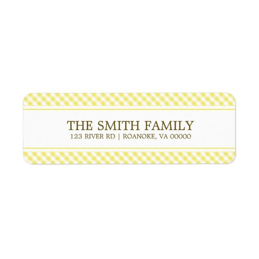 Cute Yellow Gingham Pattern Etiket (Voorkant)