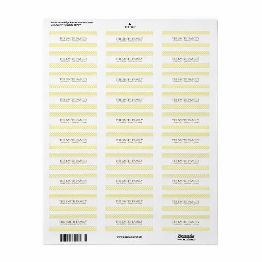 Cute Yellow Gingham Pattern Etiket (Full Sheet)