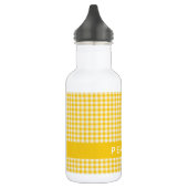 Cute  Yellow Gingham Pset, gepersonaliseerd Waterfles (Links)