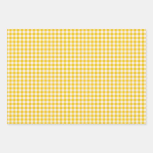 Cute  Yellow Gingham Pset Pattern Inpakpapier Vel (Voorkant)