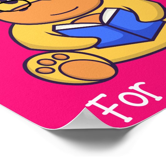 Cute yellow Giraffe reading book Poster (Hoek)