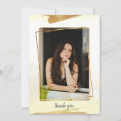 Cute Yellow & Gold Framed Afstuderen Hartelijk dan Kaart (Voorkant)