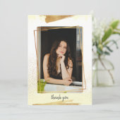 Cute Yellow & Gold Framed Afstuderen Hartelijk dan Kaart (Staand voorkant)