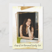 Cute Yellow & Gold Framed Afstuderen Invitation Kaart (Voorkant)