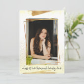 Cute Yellow & Gold Framed Afstuderen Invitation Kaart (Staand voorkant)